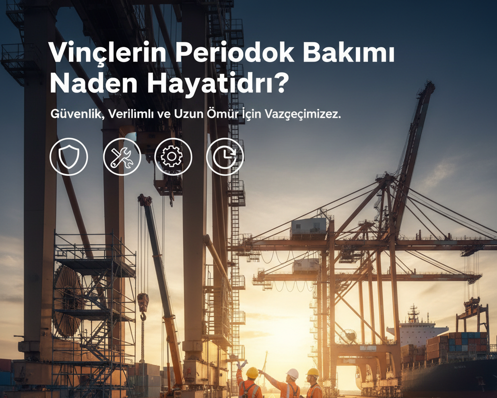 Bir vincin motor aksamının bakımı yapılıyor
